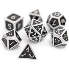 Black Shadow Silver Metal & Enamel 7 Dice Set